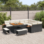 Set de Sofá de Jardín de 12 Piezas con Cojines - Poliratán Negro Acacia von , Outdoor-Sofas - Ref: Foro24-3365155, Preis: 874...