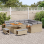 Juego de Sofá de Jardín de 12 Piezas con Cojines Beige Ratán Poli Acacia by , Outdoor sofas - Ref: Foro24-3365157, Price: 949...