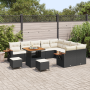 Juego de Sofás de Jardín de 12 Piezas con Cojines Ratán Polímero Negro Acacia von , Outdoor-Sofas - Ref: Foro24-3365160, Prei...