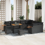 Juego de Sofá de Jardín de 12 Piezas con Cojines Negro Poliratán Acacia von , Outdoor-Sofas - Ref: Foro24-3365164, Preis: 865...