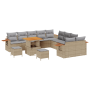 Juego de Sofás de Jardín de 13 Piezas con Cojines Beige de Poliratán Acacia by , Outdoor sofas - Ref: Foro24-3365182, Price: ...