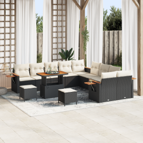 Juego de Sofás de Jardín de 13 Piezas con Cojines Negro Ratán Sintético Acacia by , Outdoor sofas - Ref: Foro24-3365185, Pric...