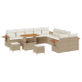 Juego de Sofás de Jardín de 13 Piezas con Cojines Beige Polirratán Acacia by , Outdoor sofas - Ref: Foro24-3365186, Price: 91...