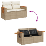 Juego de Sofás de Jardín de 13 Piezas con Cojines Beige Polirratán Acacia by , Outdoor sofas - Ref: Foro24-3365186, Price: 91...