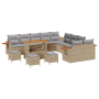 Juego de Sofá de Jardín de 14 Piezas con Cojines Beige Poliratán Acacia by , Outdoor sofas - Ref: Foro24-3365192, Price: 938,...