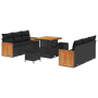 Juego de Sofás de Jardín de 9 Piezas con Cojines Ratán Poliéster Negro Acacia by , Outdoor sofas - Ref: Foro24-3365204, Price...