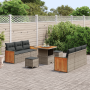 Juego de Sofás de Jardín de 9 Piezas con Cojines Ratán Polipropileno Acacia Gris von , Outdoor-Sofas - Ref: Foro24-3365208, P...