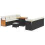 Conjunto de Sofá de Jardín de 11 Piezas con Cojines de Poliratán Negro Acacia by , Outdoor sofas - Ref: Foro24-3365225, Price...