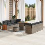 Juego de Sofá de Jardín de 11 Piezas con Cojines Gris Ratán Poliéster Acacia von , Outdoor-Sofas - Ref: Foro24-3365228, Preis...