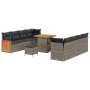 Juego de Sofá de Jardín de 11 Piezas con Cojines Gris Ratán Poliéster Acacia von , Outdoor-Sofas - Ref: Foro24-3365228, Preis...