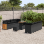 Juego de Sofás de Jardín de 11 Piezas con Cojines Negro Ratán Poliéster Acacia von , Outdoor-Sofas - Ref: Foro24-3365229, Pre...