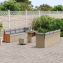 Juego de Sofá de Jardín de 11 Piezas con Cojines Beige Ratán Poliéster Acacia von , Outdoor-Sofas - Ref: Foro24-3365232, Prei...