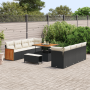 Conjunto de Sofá de Jardín de 11 Piezas con Cojines de Poliratán Negro Acacia von , Outdoor-Sofas - Ref: Foro24-3365235, Prei...