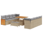 Juego de Sofás de Jardín de 11 Piezas con Cojines Beige Ratán Acacia von , Outdoor-Sofas - Ref: Foro24-3365237, Preis: 860,07...