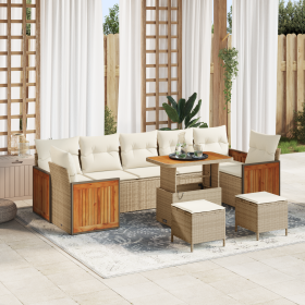 Set de Sofás de Jardín de 10 Piezas con Cojines