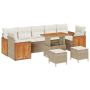 Set de Sofás de Jardín de 10 Piezas con Cojines Beige Poliratán Acacia von , Outdoor-Sofas - Ref: Foro24-3365241, Preis: 663,...
