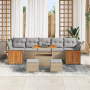 Juego de Sofá de Jardín de 10 piezas con Cojines Beige Poliratán Acacia von , Outdoor-Sofas - Ref: Foro24-3365242, Preis: 632...