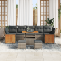 Juego de Sofá para Jardín de 10 Piezas con Cojines Gris Poliratán Acacia by , Outdoor sofas - Ref: Foro24-3365243, Price: 641...