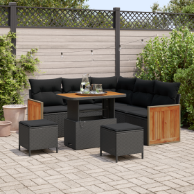 Juego de Sofá de Jardín de 8 Piezas con Cojines en Ratán Sintético Acacia Negro von , Outdoor-Sofas - Ref: Foro24-3365254, Pr...