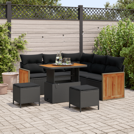Juego de Sofá de Jardín de 8 Piezas con Cojines en Ratán Sintético Acacia Negro by , Outdoor sofas - Ref: Foro24-3365254, Pri...