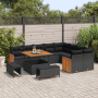 Conjunto de Sofás de Jardín de 12 Piezas con Cojines Negro Poliratán Acacia by , Outdoor sofas - Ref: Foro24-3365284, Price: ...