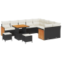 Set de sofá de jardín de 12 piezas con cojines de poliratán negro y acacia by , Outdoor sofas - Ref: Foro24-3365290, Price: 7...