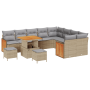 Juego de Sofá de Jardín de 12 Piezas con Cojines Beige Poliratán Acacia | Foro24.es | Tu tienda online para hogar, jardín y más Foro24.es