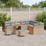 Juego de Sofá de Jardín de 12 Piezas con Cojines Beige Poliratán Acacia | Foro24.es | Tu tienda online para hogar, jardín y más Foro24.es