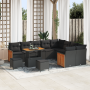 Juego de Sofás de Jardín de 12 Piezas con Cojines Negro Ratán Sintético Acacia by , Outdoor sofas - Ref: Foro24-3365294, Pric...