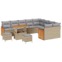 Juego de Sofá de Jardín de 12 Piezas con Cojines Beige Poliratán Acacia von , Outdoor-Sofas - Ref: Foro24-3365297, Preis: 832...