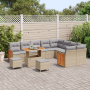 Juego de Sofá de Jardín de 12 Piezas con Cojines Beige Poliratán Acacia von , Outdoor-Sofas - Ref: Foro24-3365297, Preis: 832...