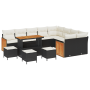 Conjunto de Sofá de Jardín de 13 Piezas con Cojines Ratán Poliéster Negro Acacia von , Outdoor-Sofas - Ref: Foro24-3365300, P...