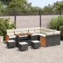 Conjunto de Sofá de Jardín de 13 Piezas con Cojines Ratán Poliéster Negro Acacia von , Outdoor-Sofas - Ref: Foro24-3365300, P...