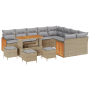 Juego de Sofás de Jardín de 13 Piezas con Cojines Beige de Poliratán y Acacia von , Outdoor-Sofas - Ref: Foro24-3365302, Prei...