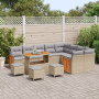 Juego de Sofás de Jardín de 13 Piezas con Cojines Beige de Poliratán y Acacia von , Outdoor-Sofas - Ref: Foro24-3365302, Prei...
