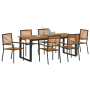 Set de Comedor de Jardín de 7 Piezas Ratan Poliéster Negro Acacia von , Gartenstühle - Ref: Foro24-3365466, Preis: 585,81 €, ...