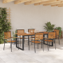 Set de Comedor de Jardín de 7 Piezas Ratan Poliéster Negro Acacia von , Gartenstühle - Ref: Foro24-3365466, Preis: 585,81 €, ...