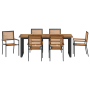 Set de Comedor de Jardín de 7 Piezas Ratan Poliéster Negro Acacia von , Gartenstühle - Ref: Foro24-3365466, Preis: 585,81 €, ...
