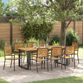 Juego de Comedor de Jardín de 9 Piezas Rattan Poliéster Negro Acacia von , Gartenstühle - Ref: Foro24-3365469, Preis: 697,61 ...