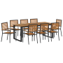 Juego de Comedor de Jardín de 9 Piezas Rattan Poliéster Negro Acacia by , Garden chairs - Ref: Foro24-3365469, Price: 697,61 ...