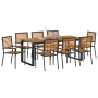 Juego de Comedor de Jardín de 9 Piezas Rattan Poliéster Negro Acacia de , Sillas de jardín - Ref: Foro24-3365469, Precio: 697...