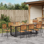 Juego de Comedor de Jardín de 9 Piezas Rattan Poliéster Negro Acacia by , Garden chairs - Ref: Foro24-3365469, Price: 697,61 ...
