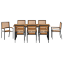 Juego de Comedor de Jardín de 9 Piezas Rattan Poliéster Negro Acacia by , Garden chairs - Ref: Foro24-3365469, Price: 697,61 ...