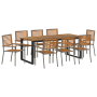 Conjunto de Comedor de Jardín de 9 Piezas Gris de Polirratán y Acacia by , Garden chairs - Ref: Foro24-3365470, Price: 704,41...