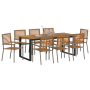 Conjunto de Comedor de Jardín de 9 Piezas Gris de Polirratán y Acacia by , Garden chairs - Ref: Foro24-3365470, Price: 704,41...