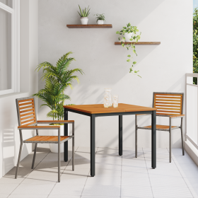 Juego de Comedor de Jardín de 3 Piezas Poliratán Gris Acacia by , Garden chairs - Ref: Foro24-3365491, Price: 248,26 €, Disco...