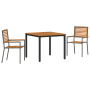 Juego de Comedor de Jardín de 3 Piezas Poliratán Gris Acacia de , Sillas de jardín - Ref: Foro24-3365491, Precio: 250,01 €