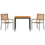Juego de Comedor de Jardín de 3 Piezas Poliratán Gris Acacia de , Sillas de jardín - Ref: Foro24-3365491, Precio: 250,01 €
