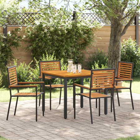Juego de Comedor de Jardín de 5 Piezas Negro Polirratán Acacia by , Garden chairs - Ref: Foro24-3365493, Price: 356,05 €, Dis...