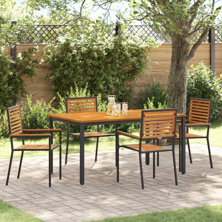 Juego de Comedor de Jardín de 5 Piezas Negro de Polirratan Acacia by , Garden chairs - Ref: Foro24-3365496, Price: 412,71 €, ...